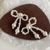 Fashionable Imitation Pearls Ear Clips Exquisite Pearls Beaded Bowknot Dangle Ear Studs for Daily Wear Dates Parties