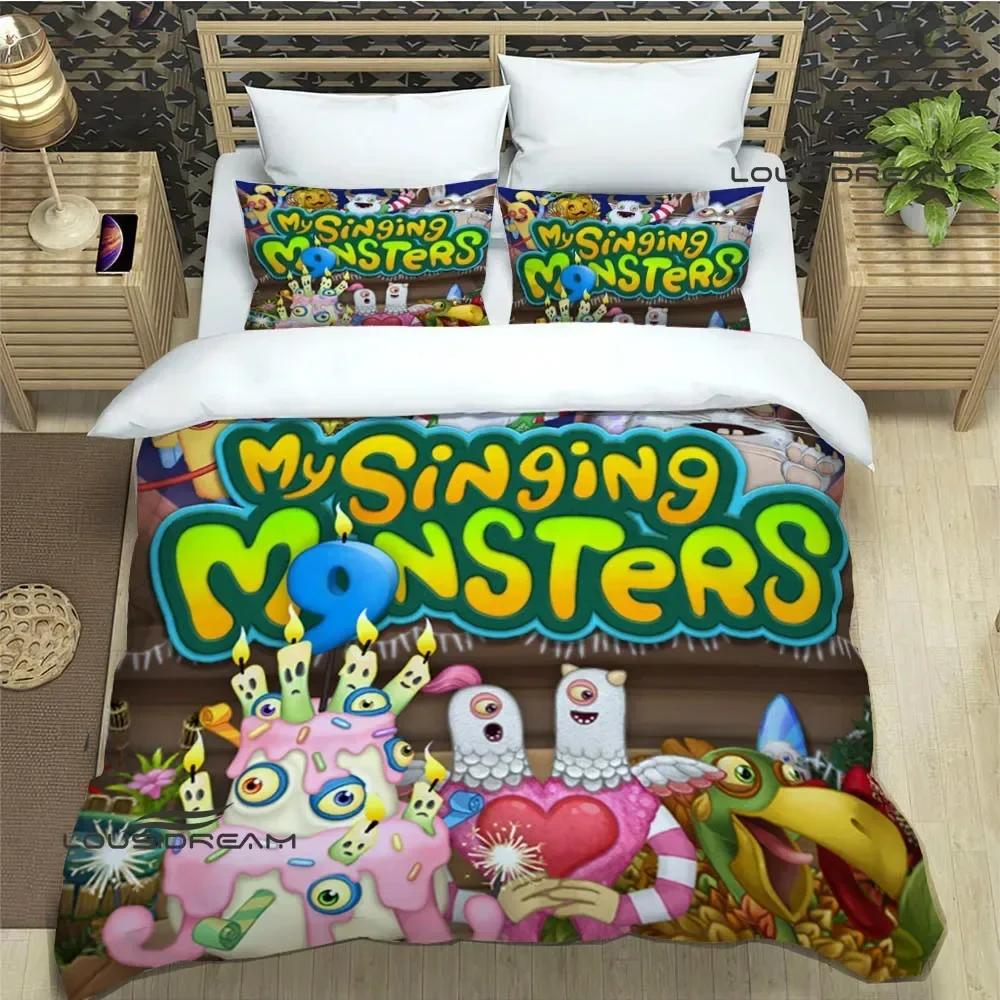 

Game My Singing Monsters Bedding Set Printed With Pillowcase Duvet Cover Soft Single Double Queen Super King Size luxury gift EU Single(135*200cm)3pcs