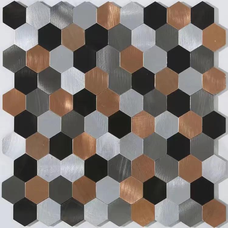 Mosaic Wall Tile Peel And Stick Self Adhesive Waterproof Aluminum Hexagon Kitchen Bath Tile Backsplash Fireproof Kitchenwall