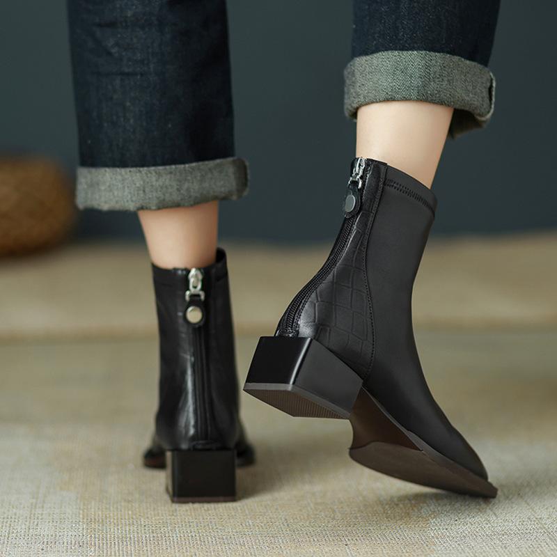 Fashion Comemore Ankle Boots for Women New Fashion Square Head Solid Color Versatile Ladies Shoes High Heels Women's Outwear Short Botas