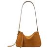 Romy Top Zip Adjustable Shoulder Strap Suede Shoulder Bag Small Women Shoulder Bag Brown 178214-200