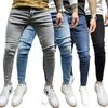 Men's Fashion Trend Elastic Tassel Patchwork Straight-Leg Jeans