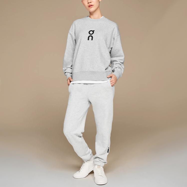 On Club Crew Brand Logo Skin-Friendly Casual Round Neck Lg Sleeve Sweatshirt Women Sweatshirt Meteor-Gray 1WE10471756