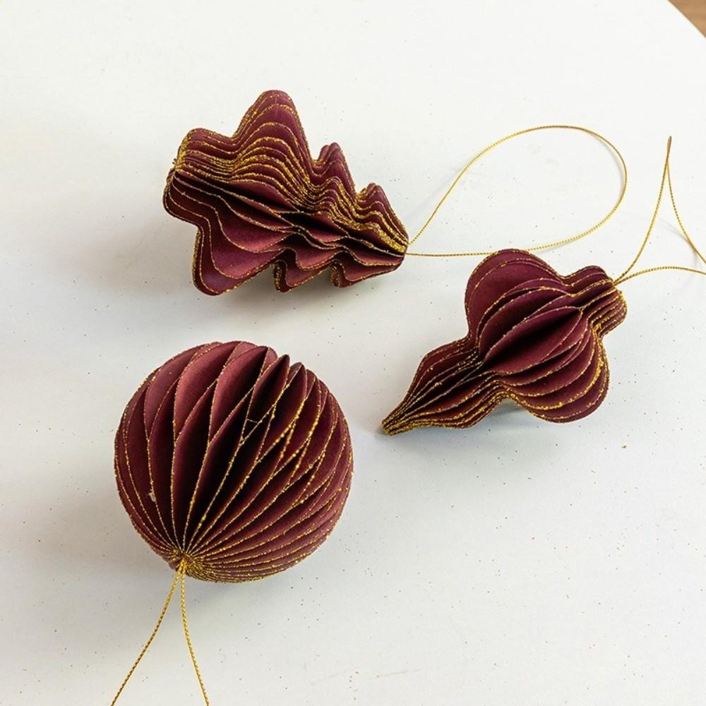 Solid Color Christmas Tree Pendant Paper Christmas Tree Decoration Home