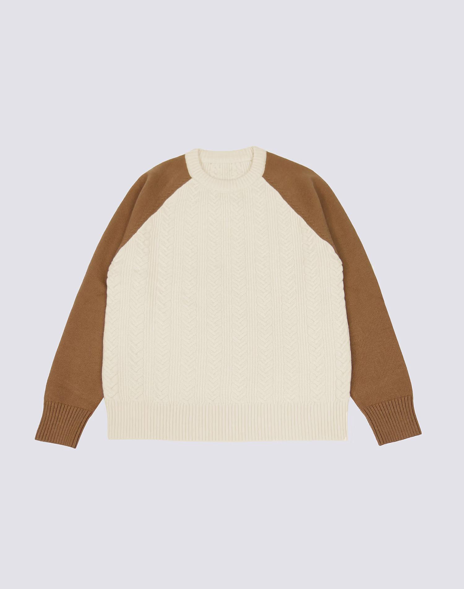 Icaruk Cable Knit Long Sleeve Knit With Contrast Sleeves Nit142 Note/S(95)
