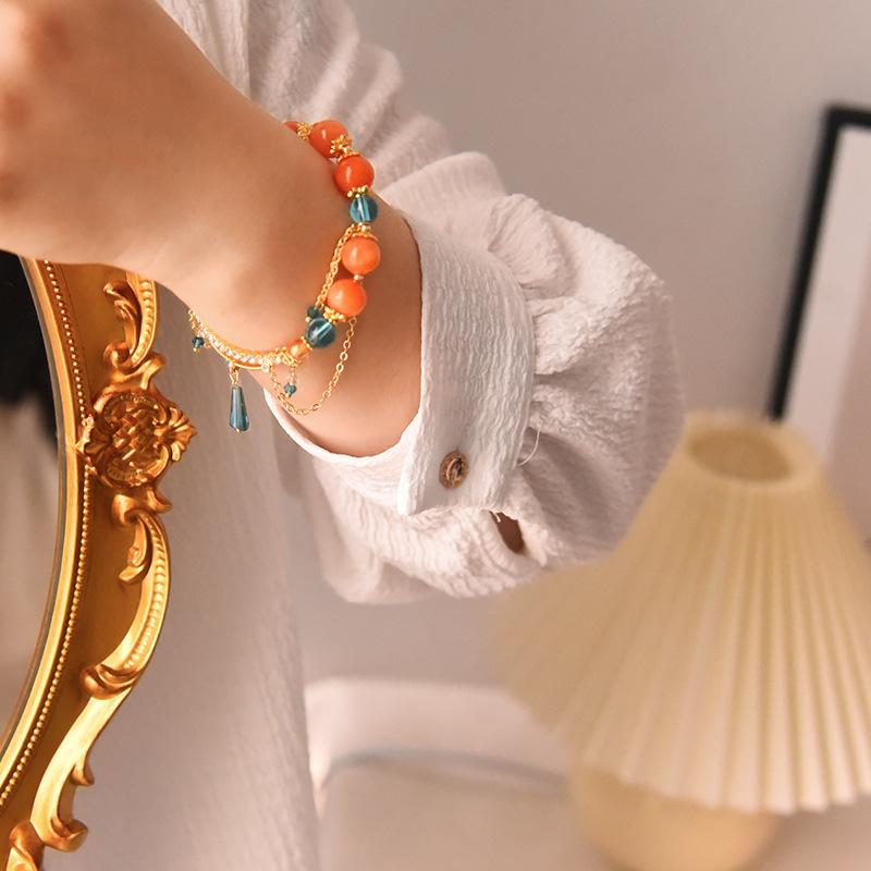 Glass Bead Tassel Bracelet Light Luxury High Sense 2025 New Trend Crystal Bracelet Fashion Temperament Jewelry