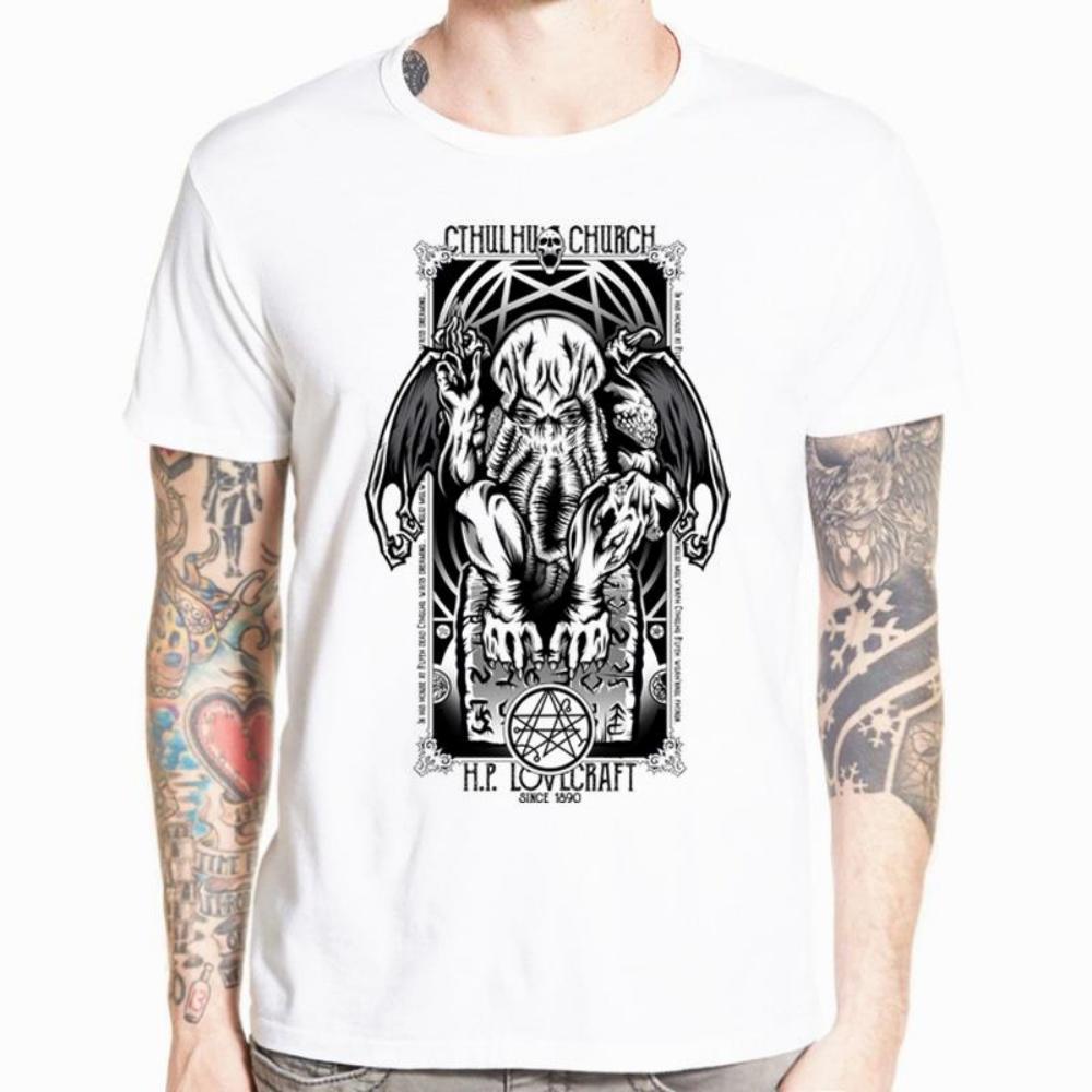 

Asian Size Print Great Old One Cthulhu Funny Faith T-shirt Short Sleeve O Neck T S чёрный