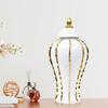 Keramik Ingwerglas Weiß und Gold Porzellanbehälter Blumenvase mit Deckel für Hochzeitsmittelstücke Dekoration Geschenk