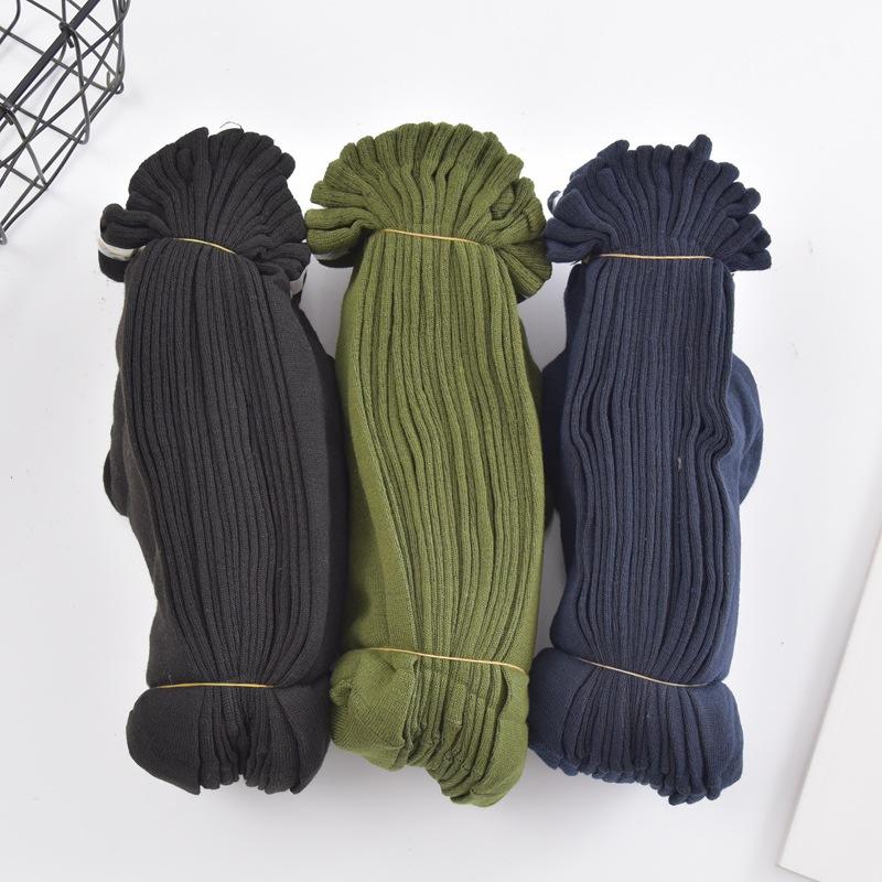 10 Pairs of Middle-aged and Elderly Men's Autumn and Winter Sweat-absorbing Military Green Sturdy and Wear-resistant Mid-leg Socks
