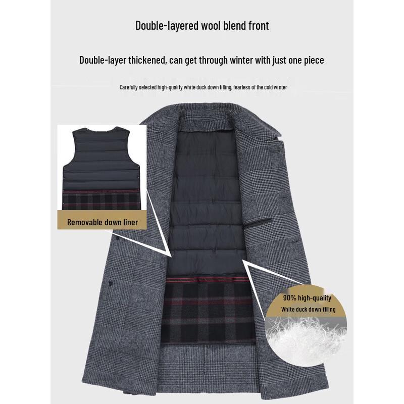 Luomeng Men's Mid-Length Wool Blend Overcoat