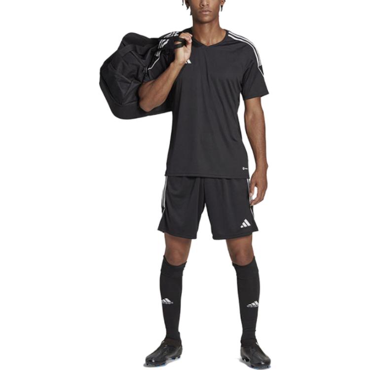 adidas T Shirts Men's Black V Neck Moderate Straight Fit HR4607