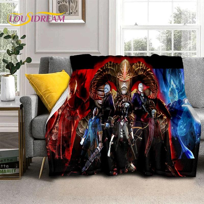 3D D-Devil May Cry DMC Game Cartoon Soft Flannel Blanket for Beds Bedroom Sofa Picnic,Throw Blanket for Outdoor Leisure Nap Gift
