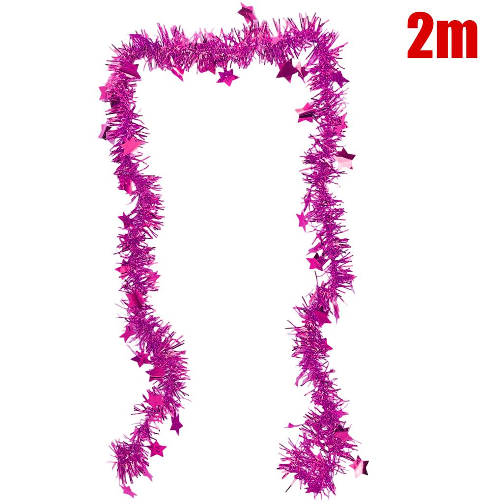 2/40M Colorful Foil Tinsel Ribbon Christmas Garland Xmas Tree Wrapping Ribbons Ornaments Wedding New Year Party Decor with Star