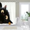 Cute Black Cat Shower Curtain Big Eyes Design Bathroom Decor Animal Art Waterproof Bath Curtain