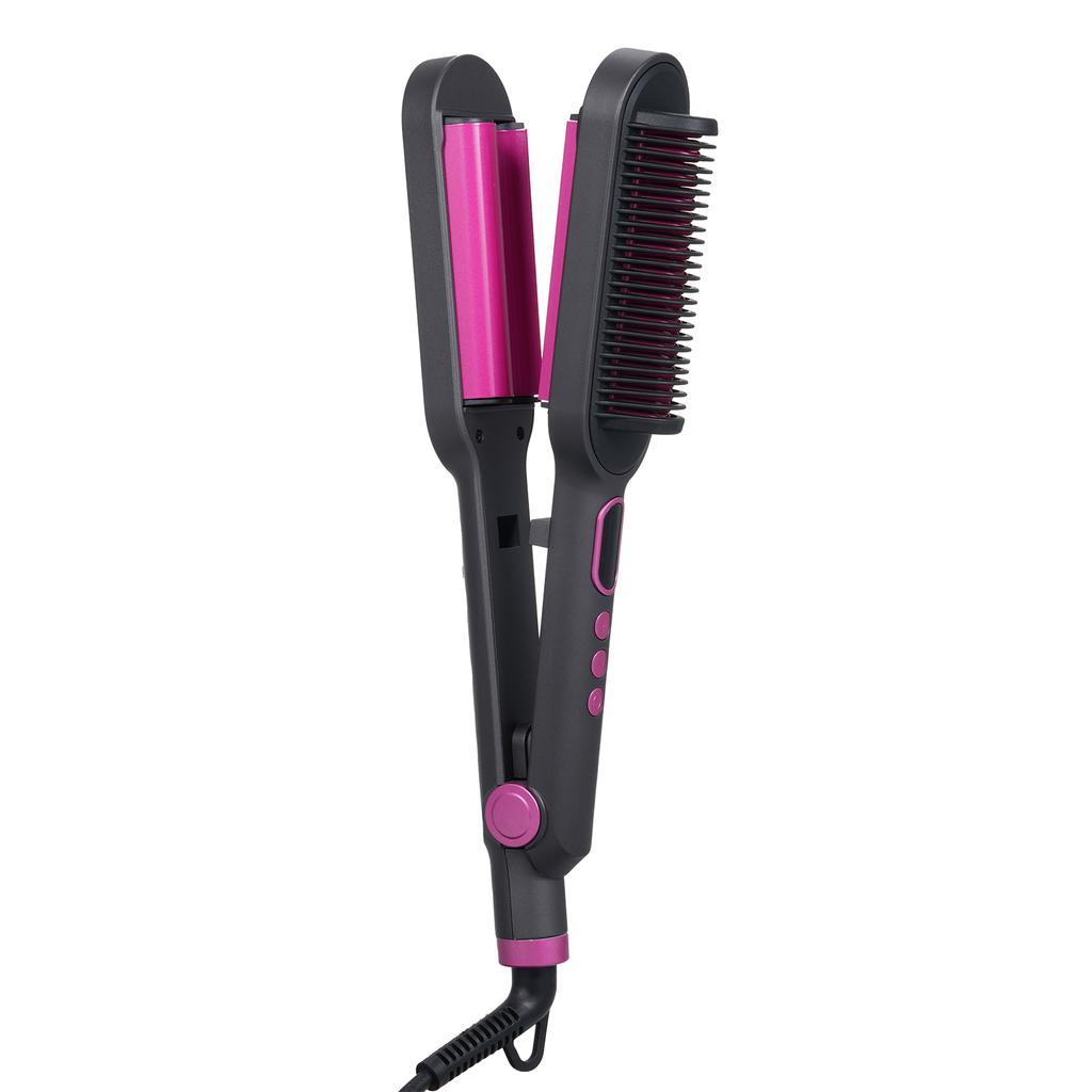 Ondulător de păr cu dublu scop Îndreptat părul ondulat cu trei butoaie Pieptene pentru îndreptarea părului