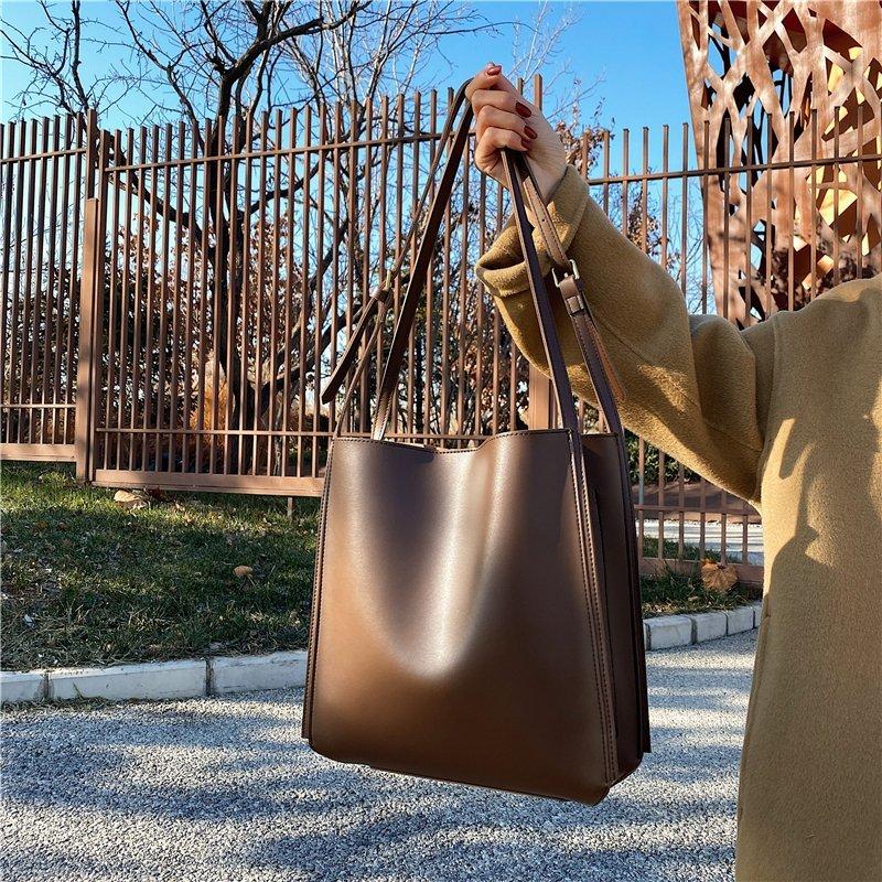 Quality Women Tote Bag Shoulder Leather Handbag Designer Luxury Totes Large Capacity Solid Color Shopper Bag Women