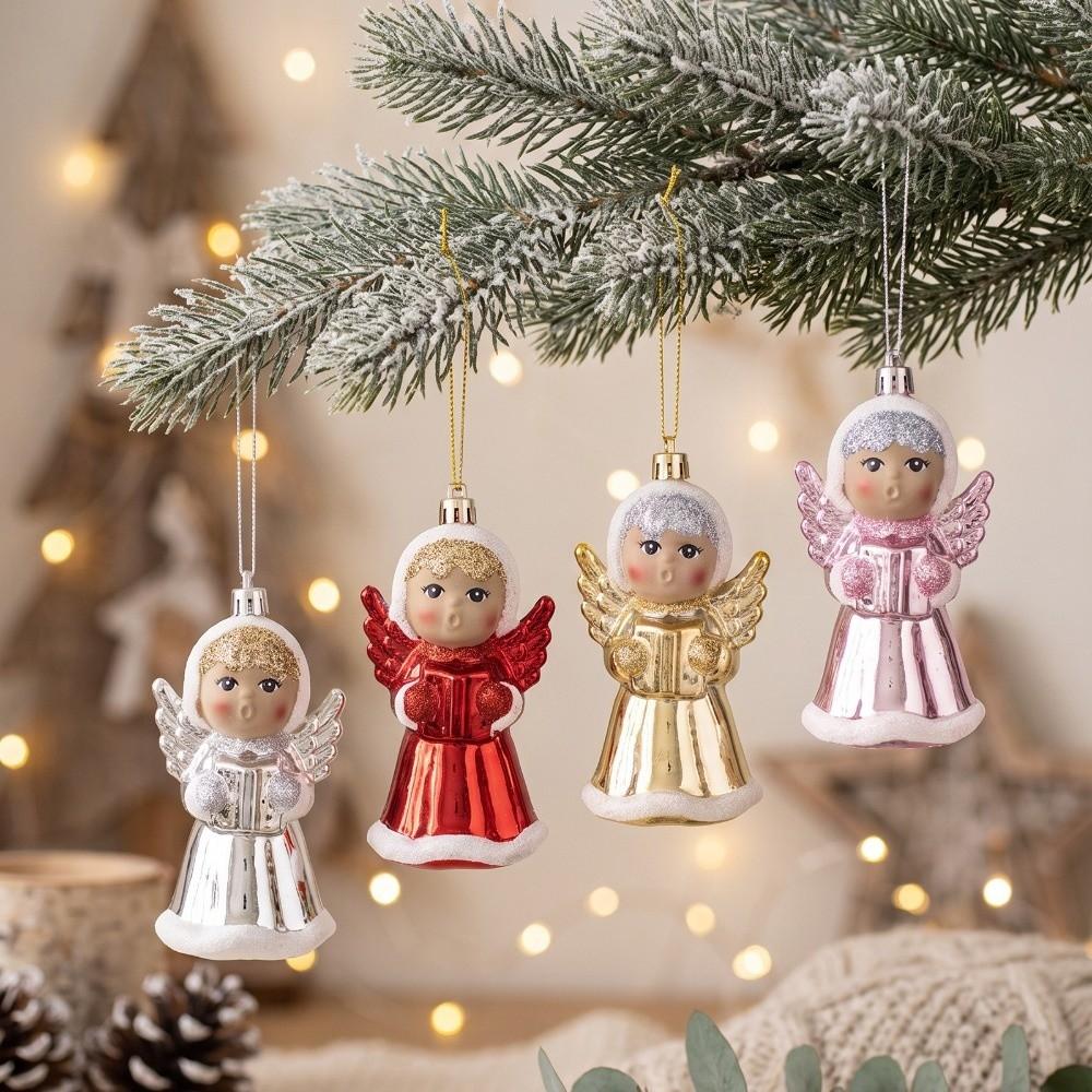 Glitter Detail Angel Doll Pendant Plastic Angel Hanging Decor Christmas Tree Decor