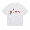 Men's Trend Classic T-Shirt Romantic Red Script Text Slogan White Cotton Tee USA