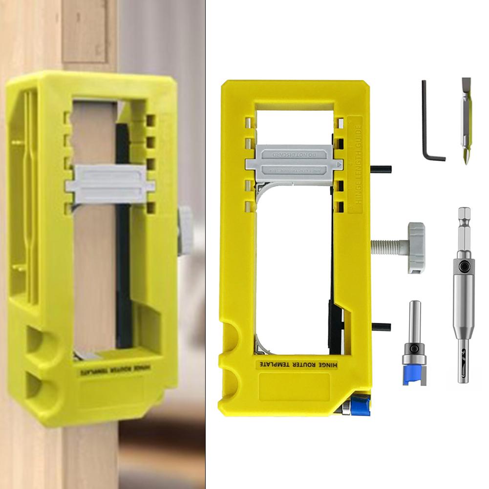 Door Hinge Installation Kit Router Template With Non-Slip Pads Removable Inserts Hole Drilling Guide Locator Hinge Boring Jig
