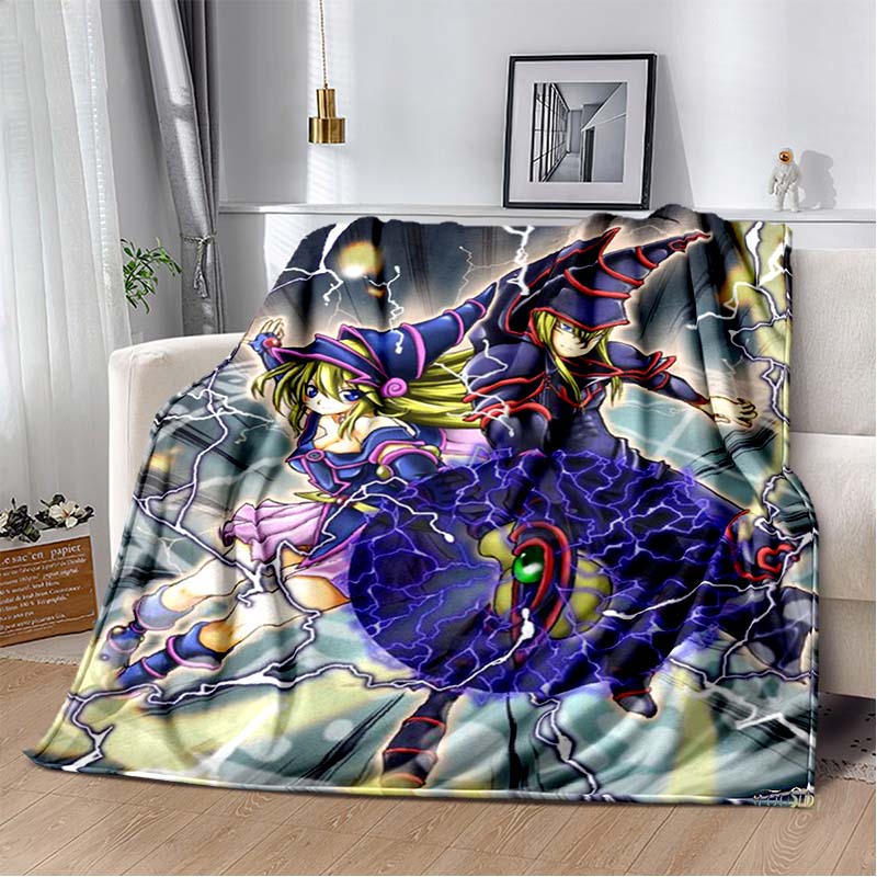Dark Magician Cartoon Anime Throws Blanket Kids Super Soft Cute Blankt for Travel Couch Picnic Bed Flannel Blanket Birthday Gift