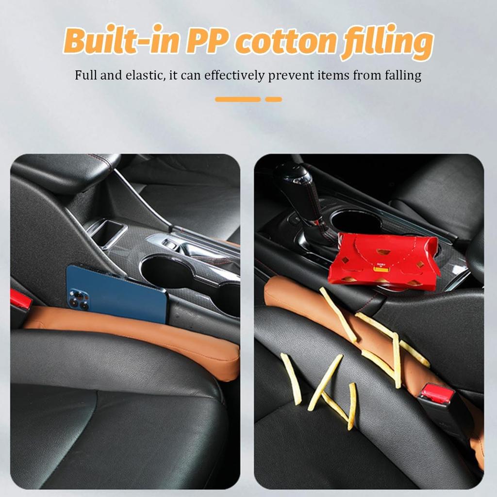 2PCS Leather Car Seat Gap Filler, Vehicle Crevice Plug Fill The Gap Between Seat & Console Stop Things From Dropping, Automotive Drop Blocker Catcher