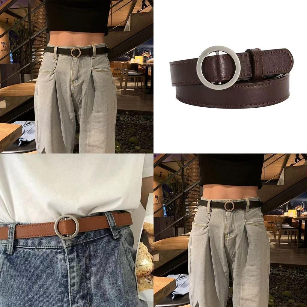 Elegant Black Pu Women's Belt Stylish Korean Design Minimalist Adjustable Fashion Accessory