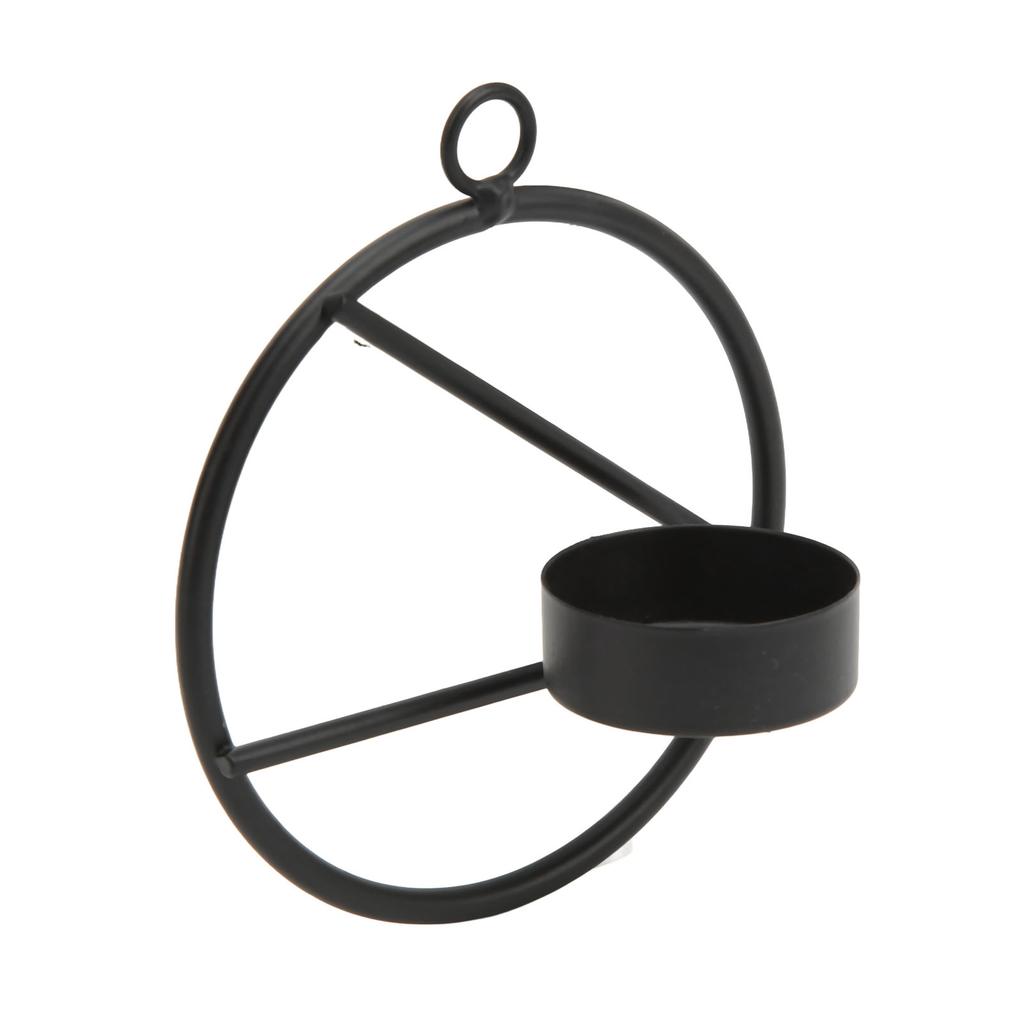 Candle Holder Black Modern Minimalist Metal Round Wall Hanging Candle Holder Wall Decoration Gift