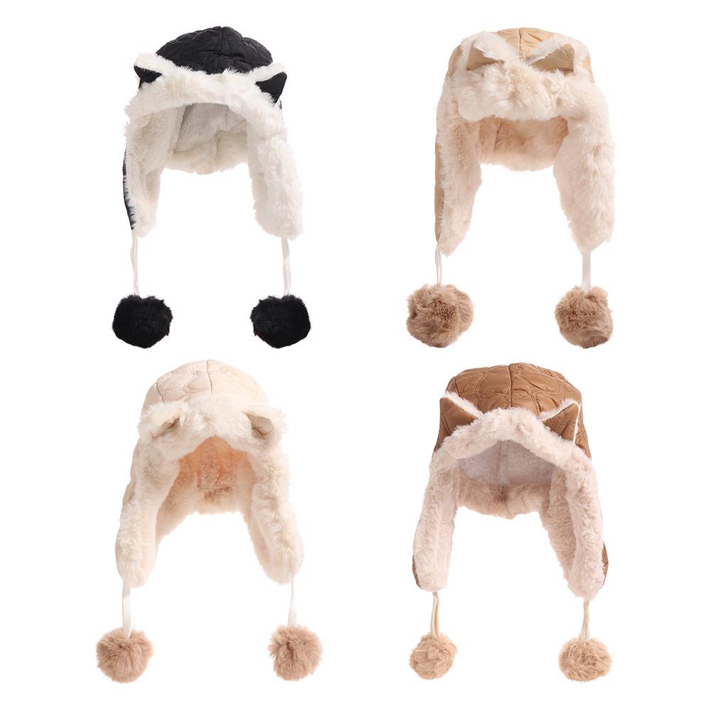 Keep Warm Cat Ear Pullover Hat Thickened Ear Protection Hat Plush Beanie Hat Winter Autumn