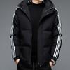 2025 inverno roupas acolchoadas de algodão masculinas três listras qualidade clássica roupas acolchoadas de algodão shorts térmicos engrossados jaquetas acolchoadas de algodão inverno