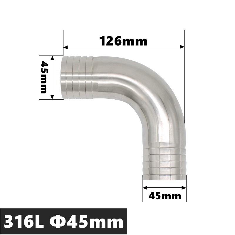 High Qulity 12.7 14 16 19 25 32 38 45 51 57 63 76 89 102mm Hose Barb Tail Elbow 304 316 Stainless Sanitary Pipe Fitting Homebrew