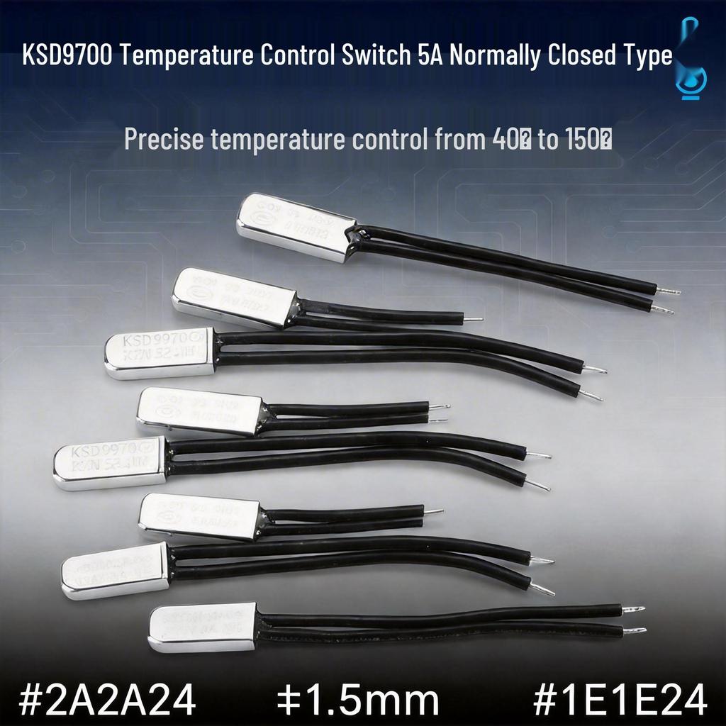 KSD9700 Thermal Protector, Normally Closed, Metal, 5A, 40°C-150°C Temperature Control Switch