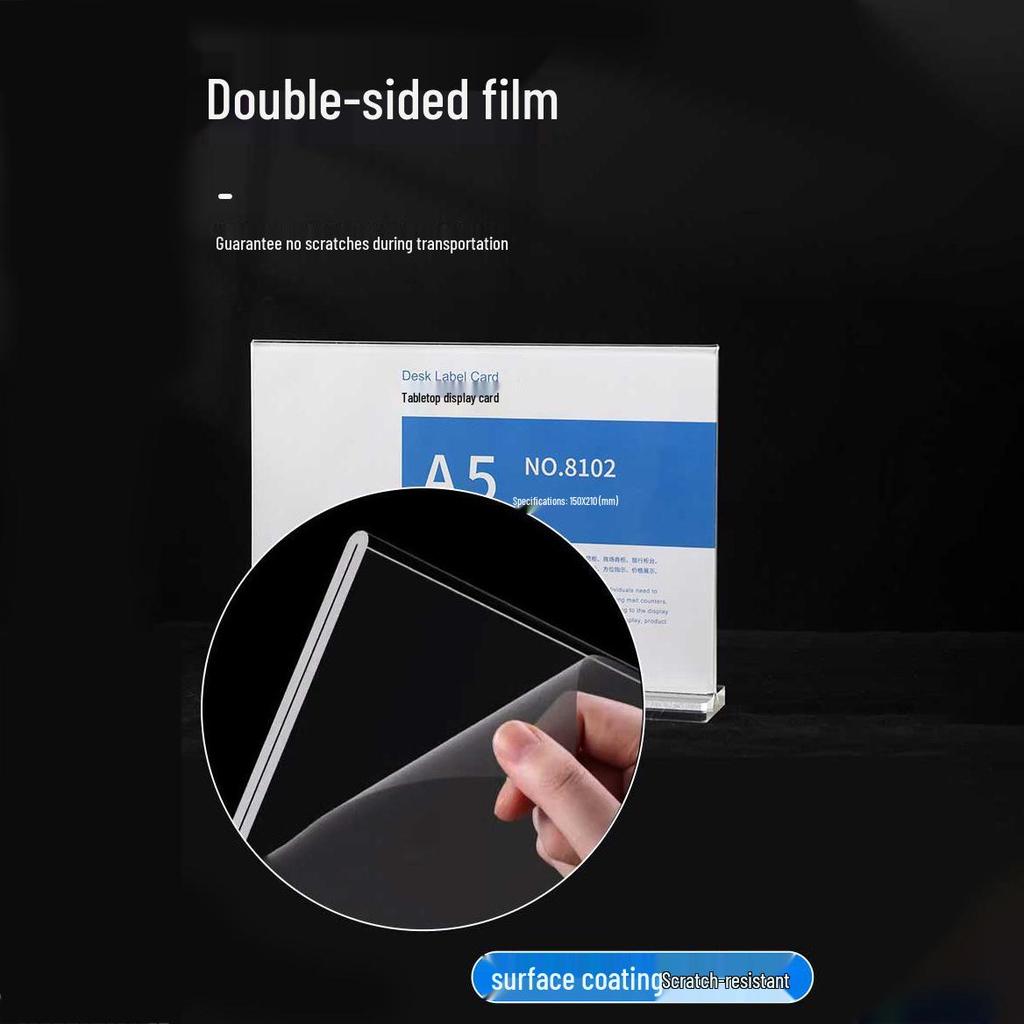 Double-Sided Acrylic Table Card Stand - T-Shaped Transparent 3D Display for Menus and Price Lists