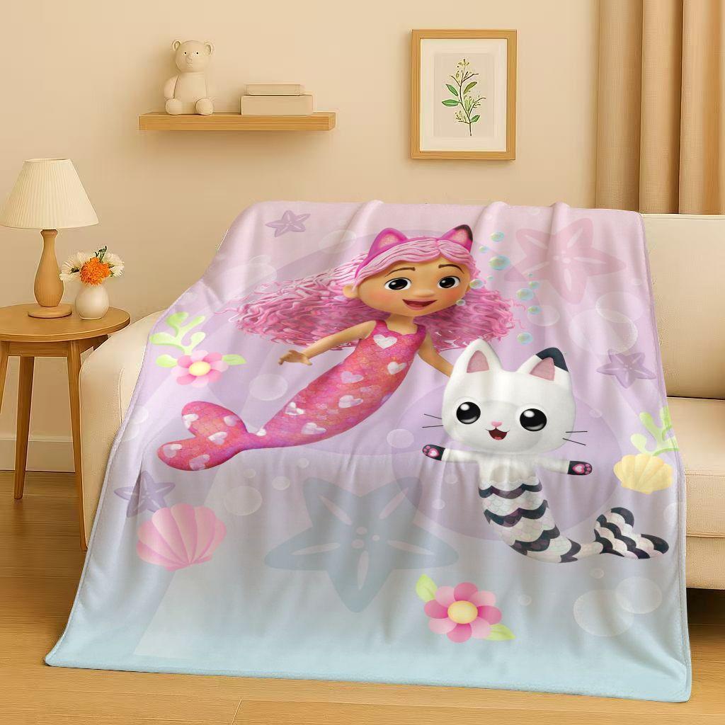 HD Niedliches Gabi's Puppenhaus Cartoon Flanelldecke, Ultra Weiche Warme Plüschdecke für Zuhause Schlafzimmer Bett Sofa Abdeckung Picknick Mädchen Geschenk
