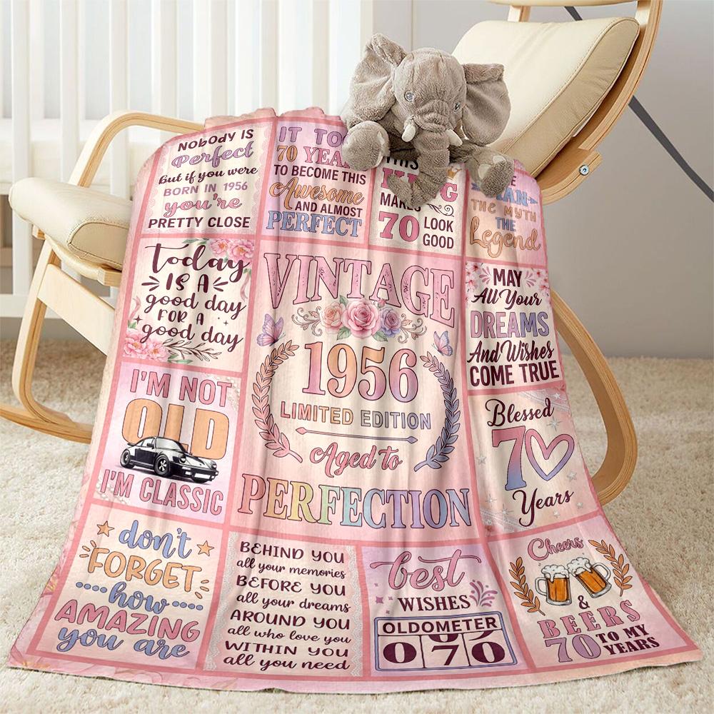 Vintage 1956 Celebration Flannel Blanket-Soft and Suitable for Sofas,Beds,Offices,Travel,All Seasons,Great Gift for Holidays and Birthdays.