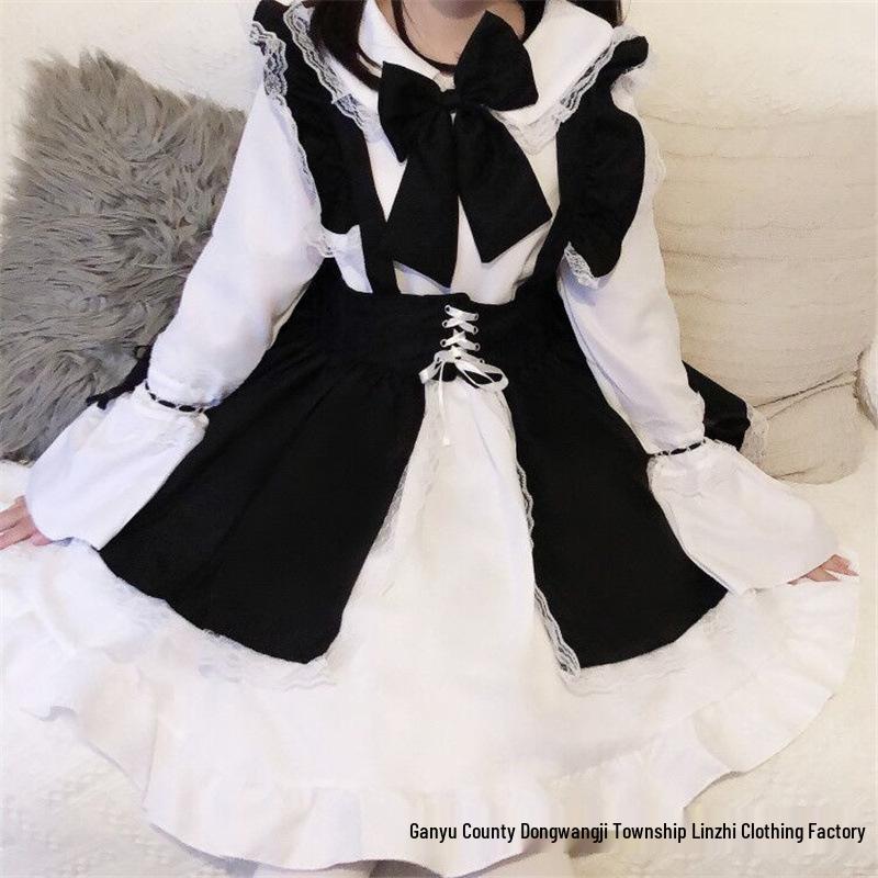 

Чорно-білий костюм покоївки для косплею, сукня для кафе, робочого одягу або вечірки 3XL