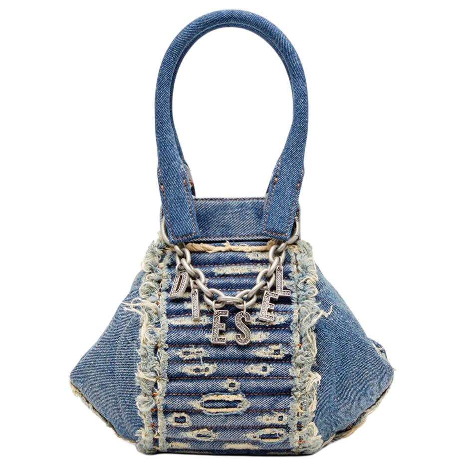 

Diesel D-Vina-XS Removable Leather Shoulder Strap Cotton Blend Calfskin Handheld Crossbody Shoulder Bag Women Bags Blue X09449P6833HA034 Basic Set (Bag+Dust Bag)