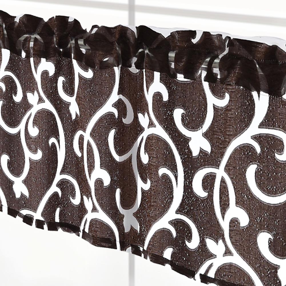 1PC NAPEARL Pastoral Plaid Jacquard Short Tulle Window Curtain Washable