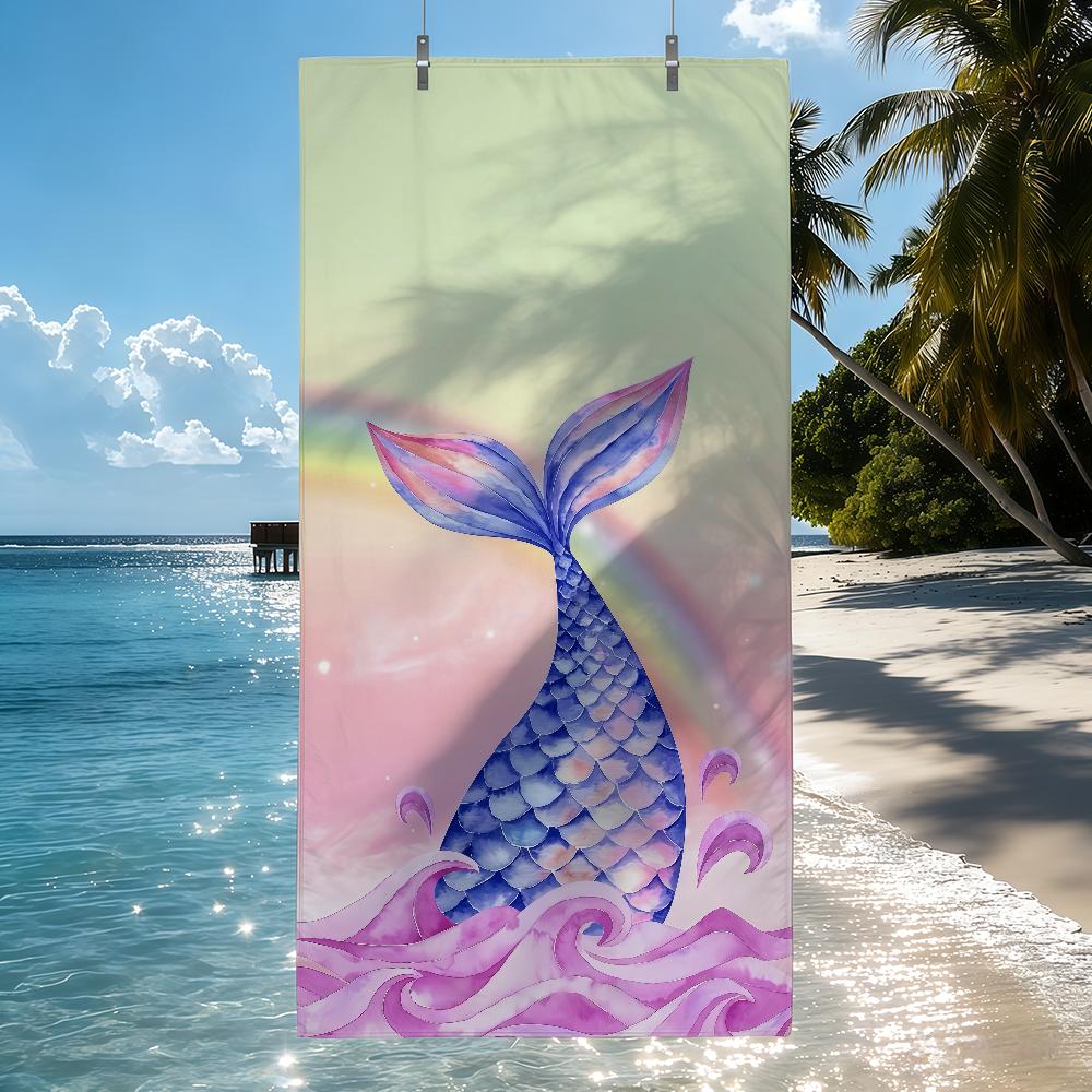 Mermaid Tail Dreamlike Fairytale Cartoon Quick Drying Beach Towels Are Suitable For Swimming Pools Camping Yoga And The Gym