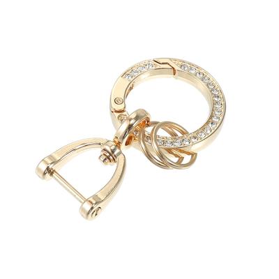 [X AUTOHAUX] Car Fob Keychain Keychain Holder Replacement D-Ring for Men Women Bling Bling Ring Set, Gold-tone