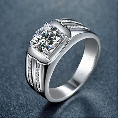 Ring Business Ring Men's New Creative Silver Korean Style Personality Trendy Platinum-plated Wedding Domineering Diamond Ring