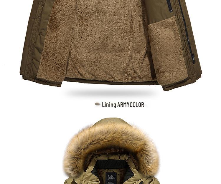 Men's European & American Mid-Length Winter Cotton Jacket - Loose Fit, Cold Protection, Plus Size.