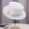 Transparent Straw Hat for Women Summer Beach Shade and Sun Protection Sun Hat Fashionable Temperament Floral Flat Top Hat