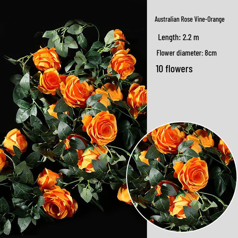 Artificial Rose Vine Wall Decor for Air Conditioner Pipes