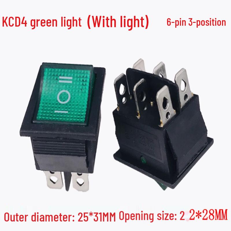 KCD4 Rocker Switch: 16A, 250V, 4/6 Pins, 2/3 Positions, with Lighted Reset Button