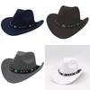 Ethnic Style Cowboy Hat With Brass Rivets For Winter Men Women