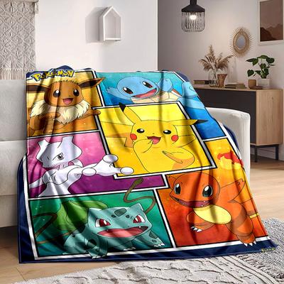 1PC Pokemon, Pikachu Blanket Soft Warm All Season Throw for Sofa, Bed, Car, Office Vibrant Colorful Design, Durable & Cozy Gift