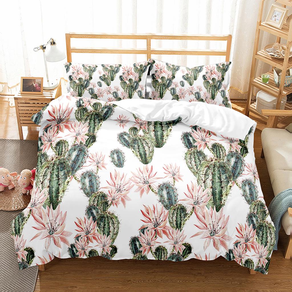 Cactus Duvet Cover Set Desert Plants Pattern Comforter Cover Double Single Size For Kids Teens Adults Bedding Set Quilt Cover