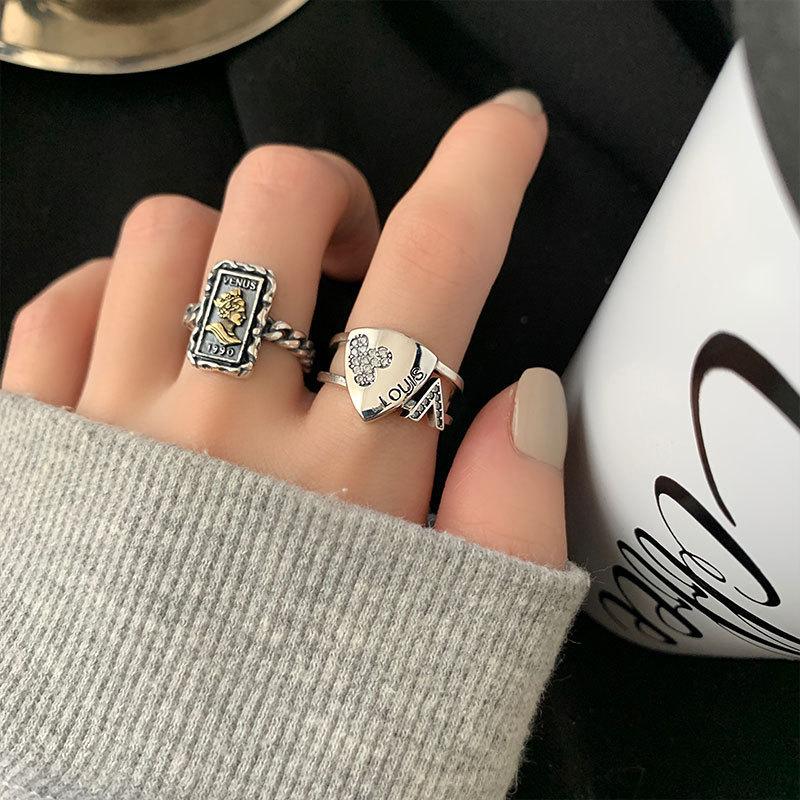 Unique Retro Geometric Style Open Adjustable Ring Crafted From 925 Silver Sterling