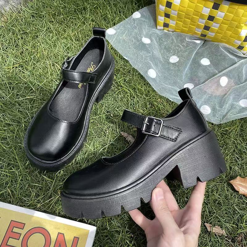 Summer Japanese Spring and Summer Jk Uniform Shoes Heightened Platform Student Mary Jane High Heel Retro Single Shoes British