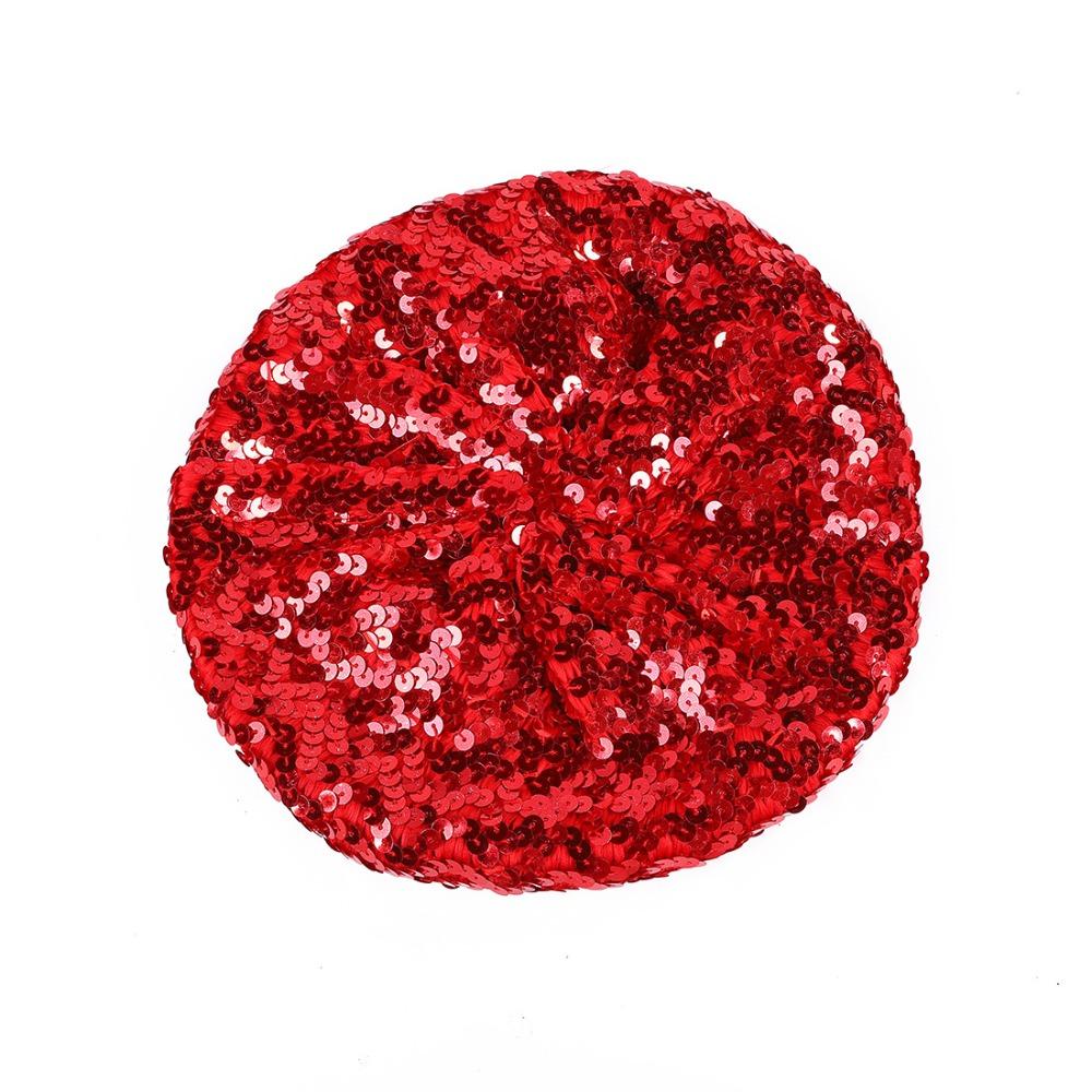 

Thin Sparkling Sequin Beret Octagonal Shape Fashion Beret Fashionable Newsboy Cap Dance Stage красный